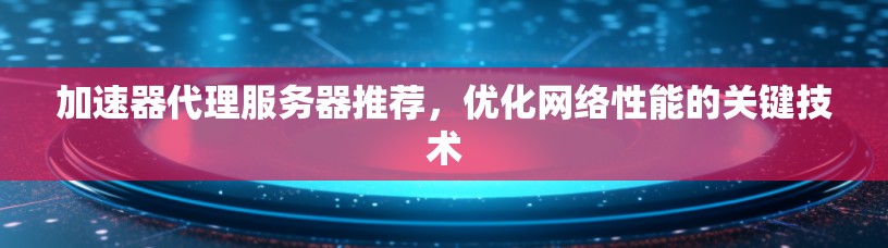 加速器代理服务器推荐，优化网络性能的关键技术