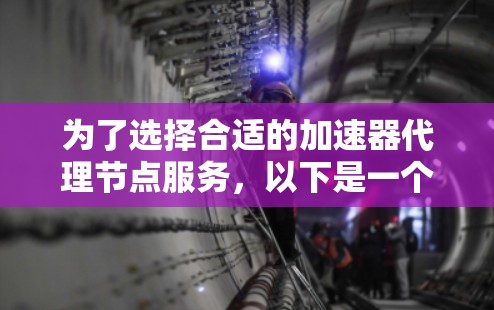 为了选择合适的加速器代理节点服务,以下是一个有条理的步骤指南 为了选择合适的加速器代理节点服务,以下是一个有条理的步骤指南
