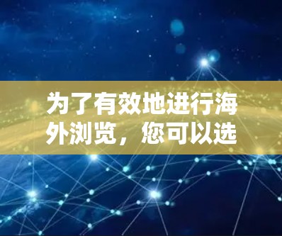 为了有效地进行海外浏览，您可以选择以下工具，并根据需求做出明智的决定